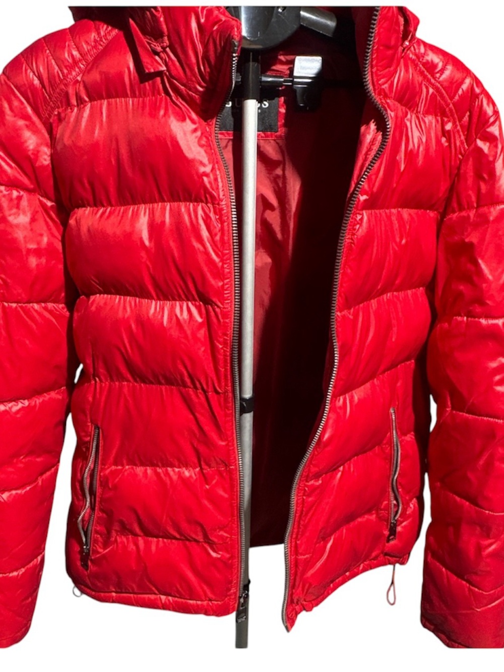 SOLD!!

Guess Red Puffer Jacket | Unisex XL Glossy Zip Coat